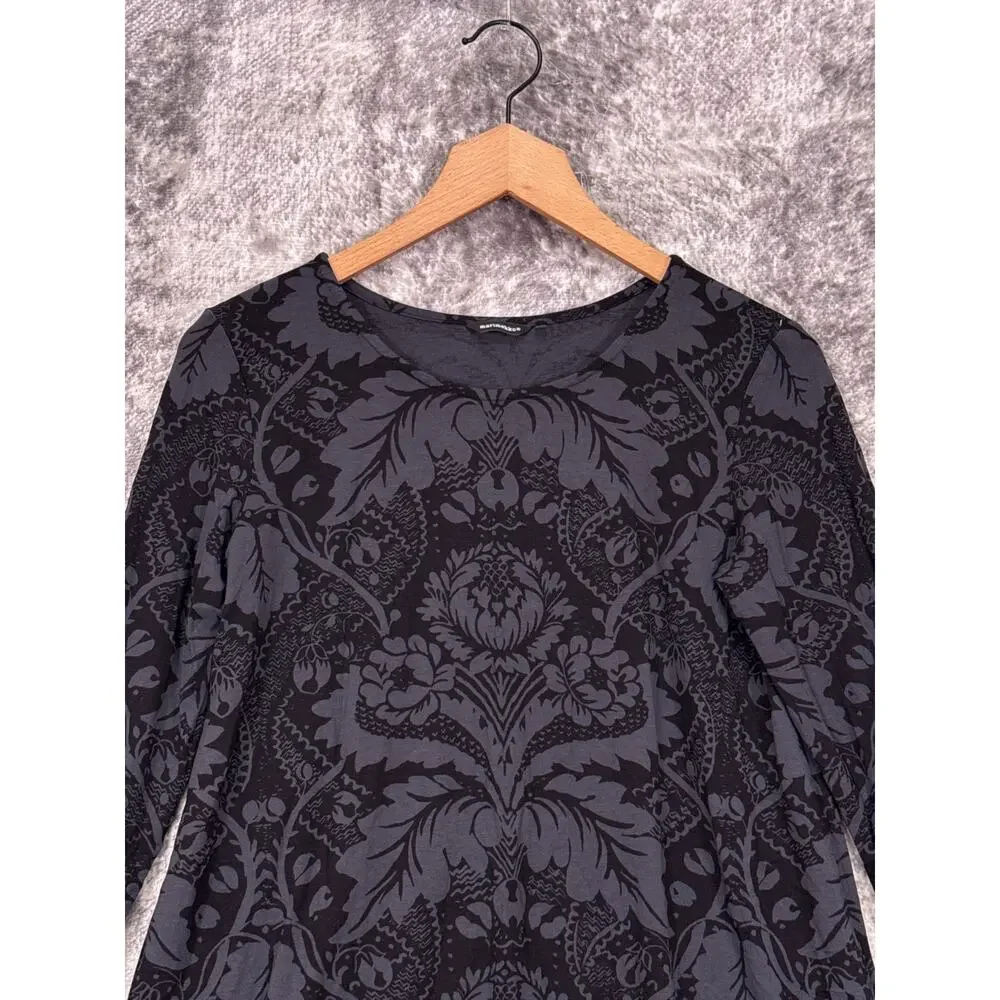 Marimekko Tunic / Dress XS Womens Fandago Print Black & Gray Long Sleeve Jersey